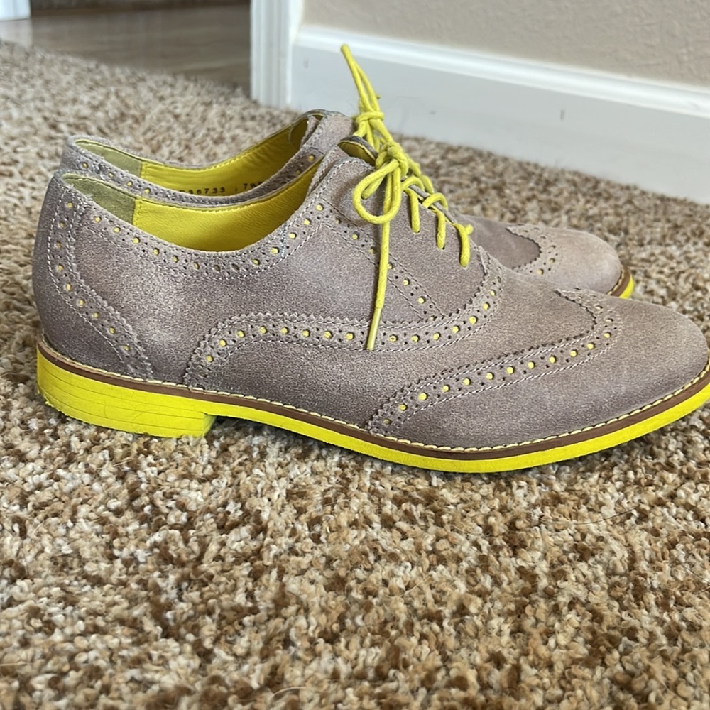Cole Haan Nike Air Alisa Oxford Shoes Beige Yellow